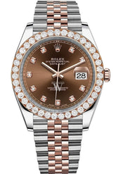 Rolex Custom Diamond Bezel Datejust 41Mm Chocolate Set With Dial Two Tone Jubilee Mens Watch 126331
